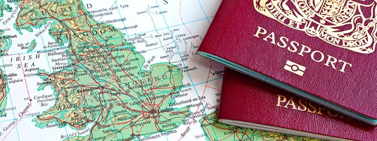 Passports on a map